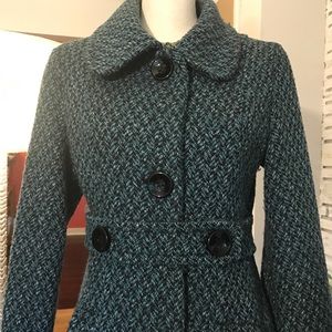 Romy Blue and Black Woven Winter Coat